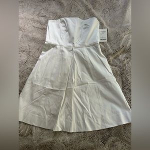 White strapless A line dress